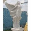 Casa Padrino Jugendstil Garten Deko Marmor Skulptur Frau mit Flügeln Weiß H. 180 cm