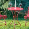 Casa Padrino Jugendstil Garten Stuhl Rot 56 x 52 x H. 76 cm - Handgefertigter Schmiedeeisen Stuhl mit Armlehnen - Nostalgische Schmiedeeisen Garten & Terrassen Möbel
