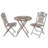 Casa Padrino Jugendstil Gartenmöbel Set Braun Tisch und 2 Stühle - Bistro Set aus Eisen - Klappbare Balkon Möbel - Gartenmöbel im Jugendstil