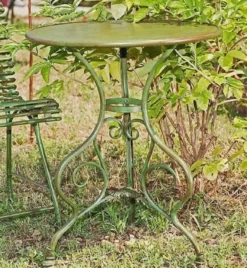 Casa Padrino Jugendstil Gartentisch Antik Grün Ø 80 x H. 70 cm - Handgefertigter Schmiedeeisen Tisch - Nostalgische Schmiedeeisen Garten & Terrassen Möbel