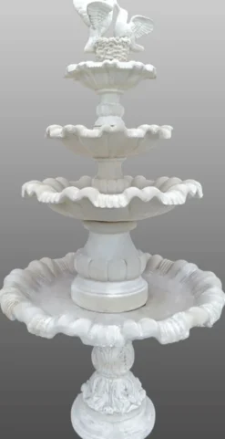 Casa Padrino Jugendstil Gartenbrunnen / Springbrunnen Ø 130 x H. 228 cm - Kunststein Brunnen mit dekorativen Tauben