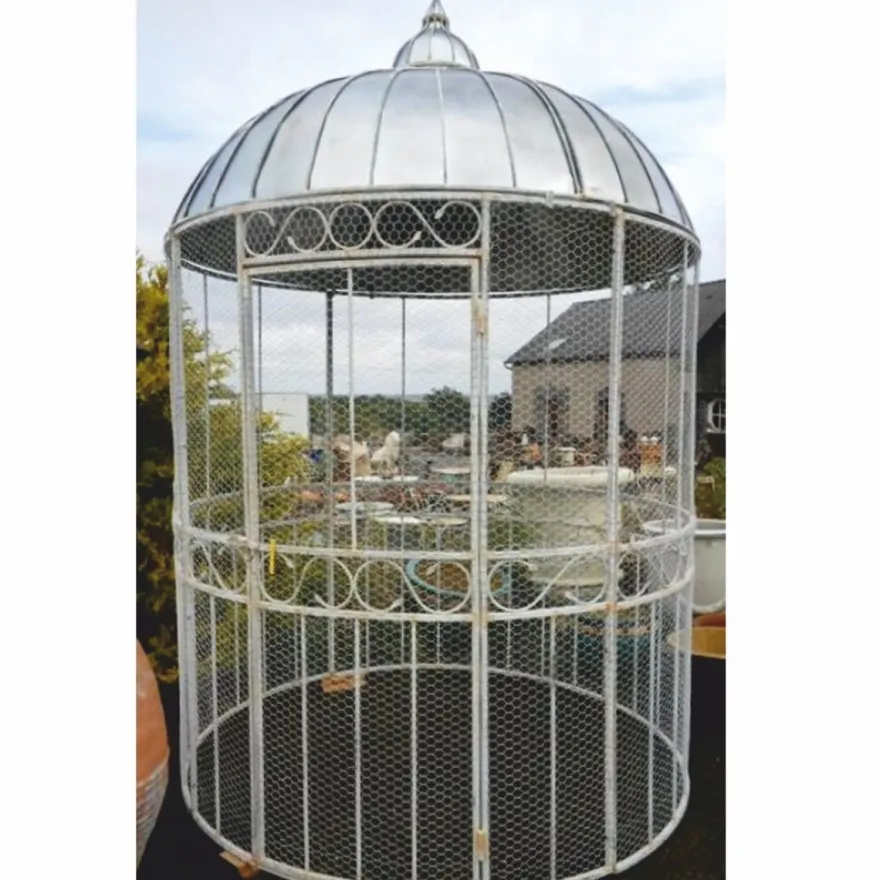 Casa Padrino Jugendstil Garten Vogelhaus Weiß / Silber Ø 200 x H. 300 cm - Nostalgische Vogelhäuser