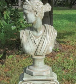 Casa Padrino Jugendstil Garten Deko Büste Dame Antik Grün H. 45 cm