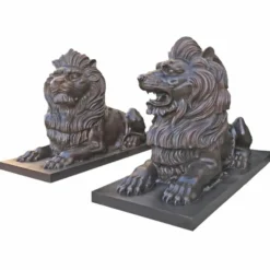 Casa Padrino Jugendstil Garten Deko Messing Skulpturen Set Löwen Bronze 280 cm