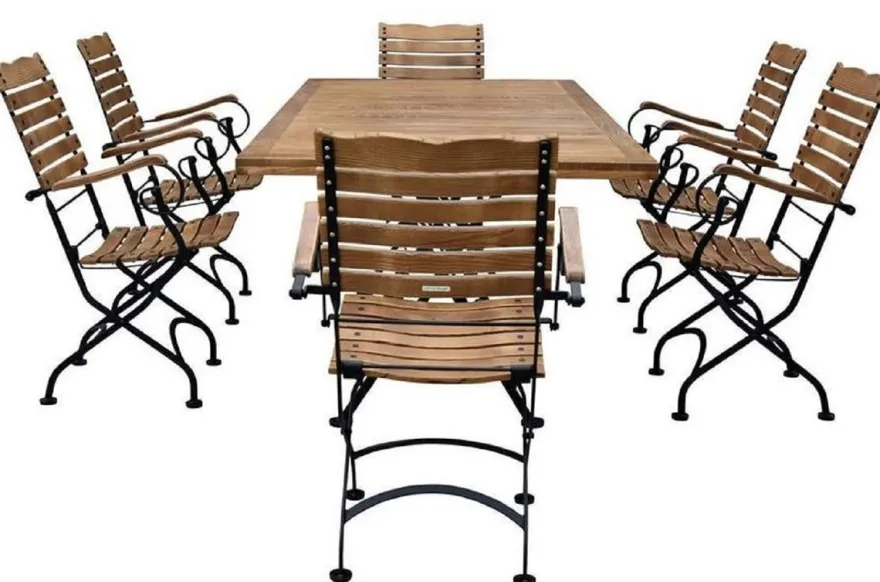 Casa Padrino Jugendstil Garten Esstisch Braun / Schwarz 180 x 80 x H. 76 cm - Klappbarer Gartentisch - Barock & Jugendstil Gastronomie & Garten Möbel