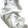 Casa Padrino Jugendstil Garten Deko Marmor Skulptur Frau mit Adler Grau H. 180 cm