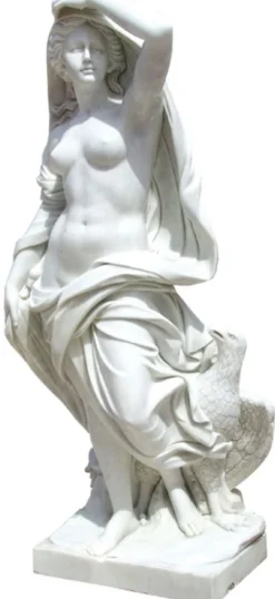 Casa Padrino Jugendstil Garten Deko Marmor Skulptur Frau mit Adler Grau H. 180 cm