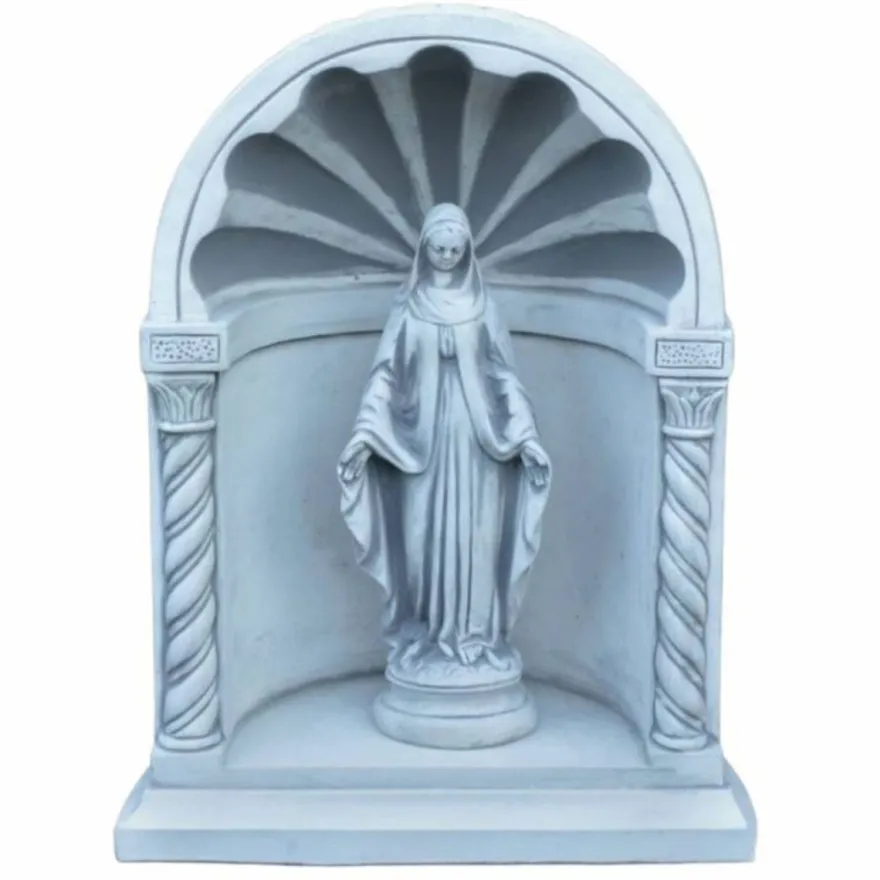 Casa Padrino Jugendstil Garten Deko Beton Kapelle mit Skulptur Grau H. 66 cm