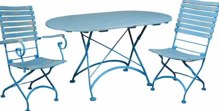 Casa Padrino Jugendstil Gartenstuhl mit Armlehnen Antik Hellblau H. 95 cm - Jugendstil Garten Möbel