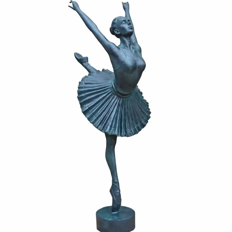 Casa Padrino Jugendstil Garten Deko Messing Skulptur Ballerina Blau H. 170 cm