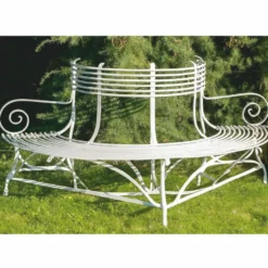 Casa Padrino Jugendstil Gartenbank Weiß 180 x H. 88 cm - Handgeschmiedete Garten Möbel