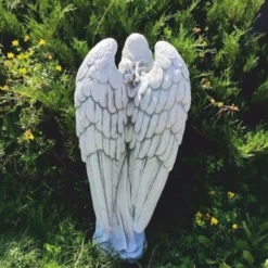 Casa Padrino Jugendstil Garten Deko Beton Skulptur Engel Grau H. 57 cm