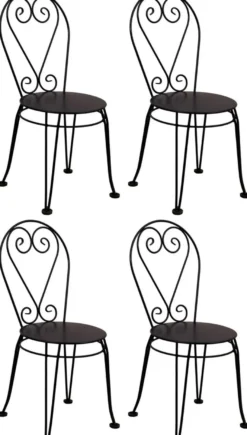 Casa Padrino Jugendstil Gartenstuhl 4er Set Schwarz 40 x 40 x H. 92 cm - Elegante Schmiedeeisen Stühle - Nostalgische Garten & Gastronomie Möbel