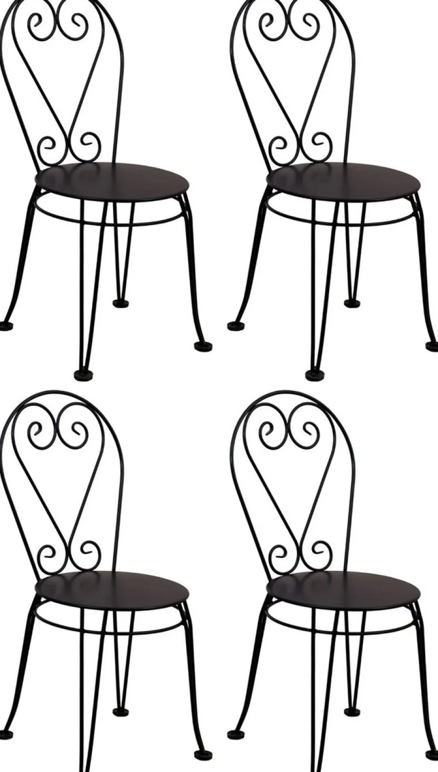Casa Padrino Jugendstil Gartenstuhl 4er Set Schwarz 40 x 40 x H. 92 cm - Elegante Schmiedeeisen Stühle - Nostalgische Garten & Gastronomie Möbel