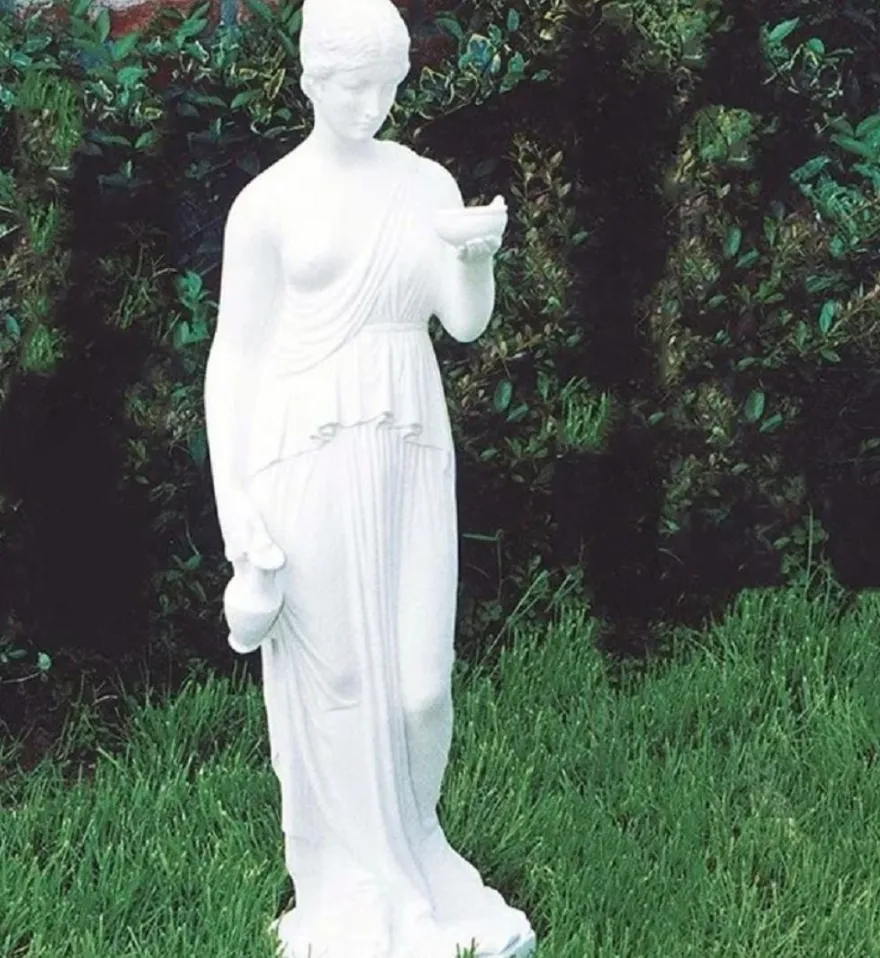 Casa Padrino Jugendstil Garten Deko Skulptur Frau Weiß H. 80 cm - Made in Italy