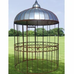 Casa Padrino Jugendstil Garten Vogelhaus Rost / Silber Ø 200 x H. 300 cm - Nostalgische Vogelhäuser