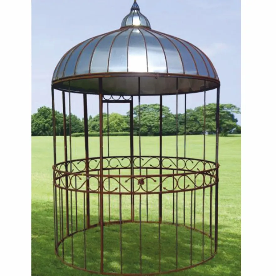 Casa Padrino Jugendstil Garten Vogelhaus Rost / Silber Ø 200 x H. 300 cm - Nostalgische Vogelhäuser