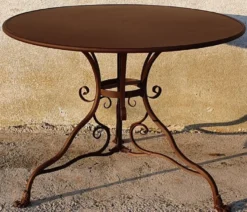 Casa Padrino Jugendstil Gartentisch Braun Ø 100 x H. 70 cm - Runder Schmiedeeisen Tisch - Garten & Terrassen Möbel