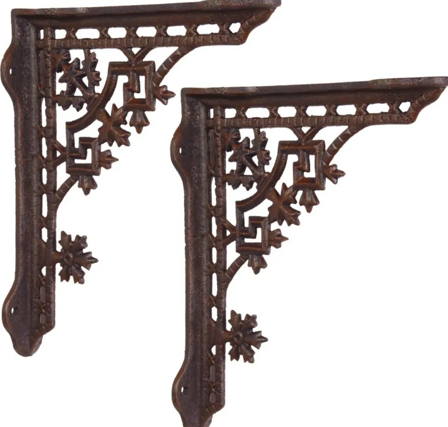 Casa Padrino Jugendstil Gusseisen Wandhalter Set Braun H. 26,5 cm - Barock & Jugendstil Wanddeko