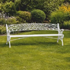 Casa Padrino Jugendstil Gusseisen Gartenbank Weiß 205 cm - Garten Möbel