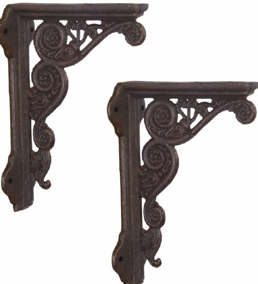 Casa Padrino Jugendstil Gusseisen Wandhalter Set Antik Dunkelbraun 13,7 x H. 19,6 cm - Wanddeko - Deko Accessoires