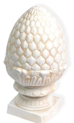 Casa Padrino Jugendstil Gusseisen Deko Ananas mit Sockel Weiß / Beige Ø 21,5 x H. 39 cm - Deko Skulptur - Barock & Jugendstil Gartendeko