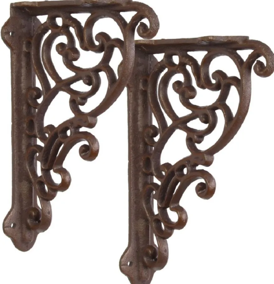 Casa Padrino Jugendstil Gusseisen Wandhalter Set Braun H. 25 cm - Barock & Jugendstil Wanddeko