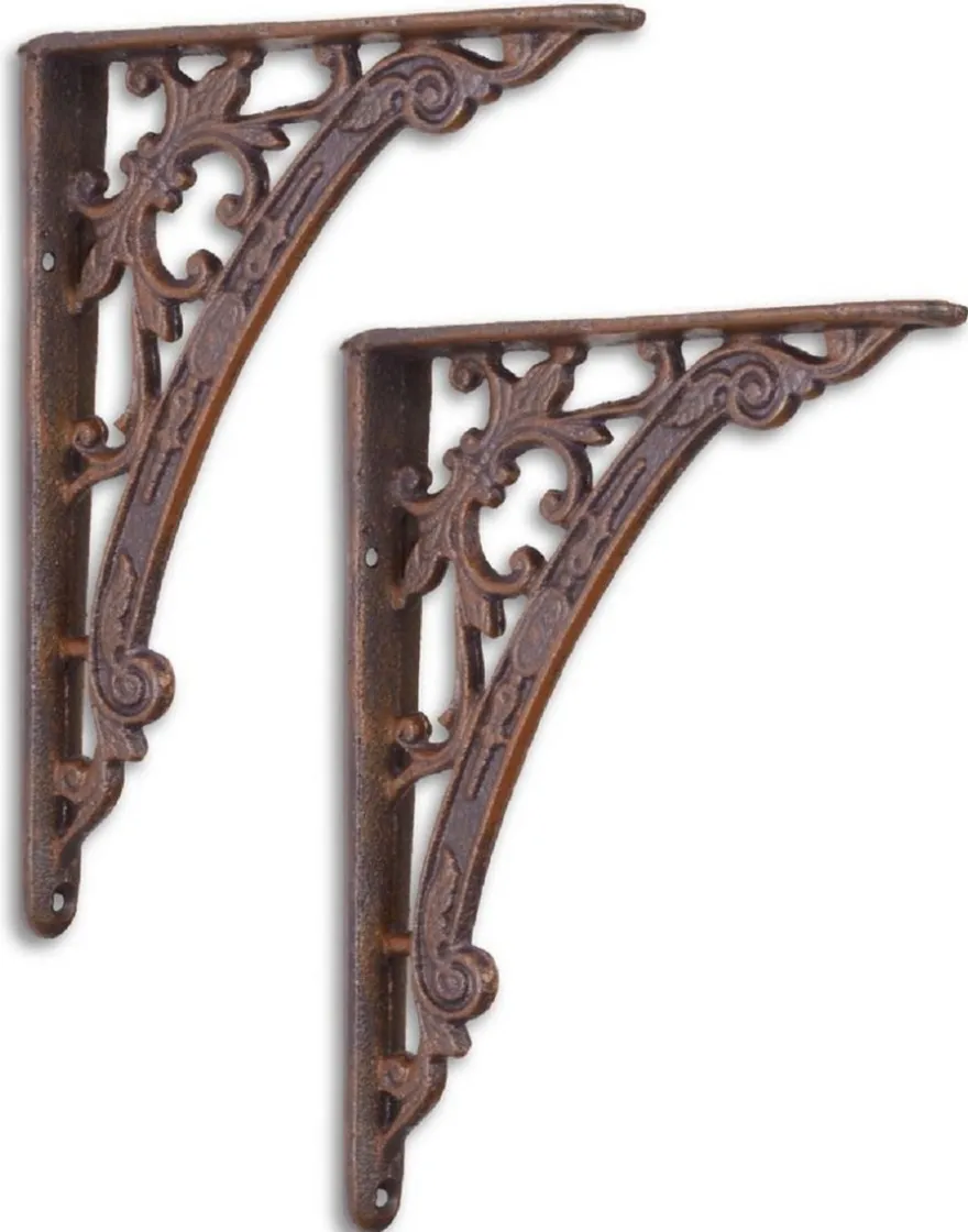 Casa Padrino Jugendstil Gusseisen Wandhalter Set Antik Braun 14 x H. 18,6 cm - Wanddeko - Deko Accessoires