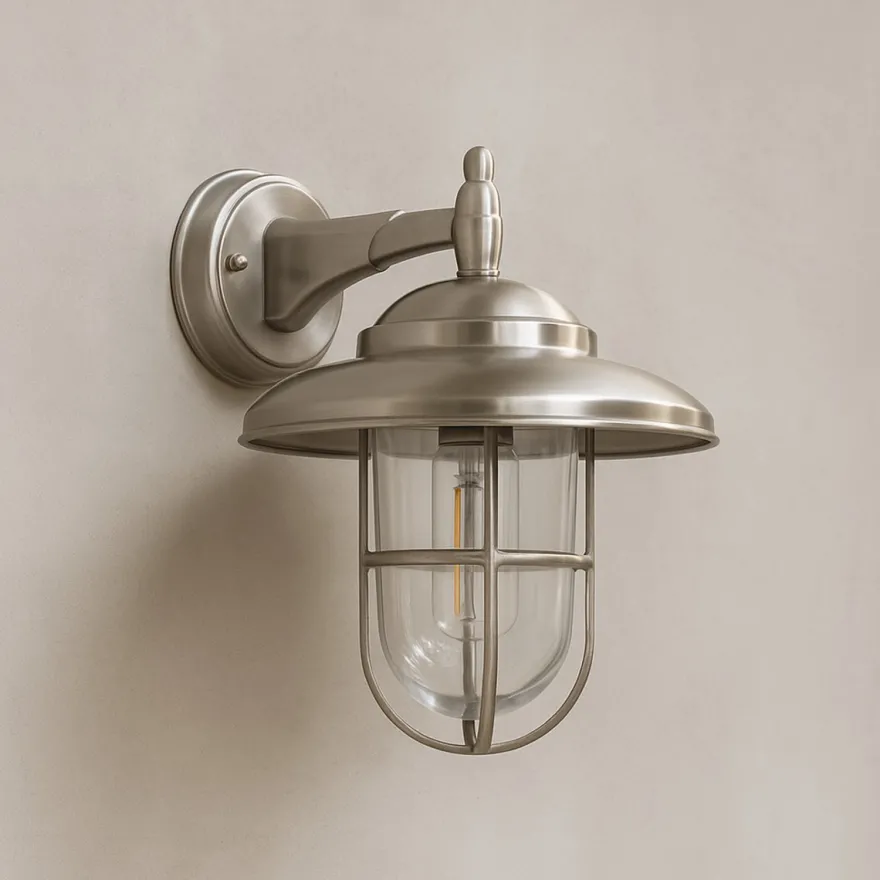 Casa Padrino Jugendstil Hofleuchte 21 x 24 x H. 28 cm - Nickel - Nostalgische Wetterfeste Außenleuchte