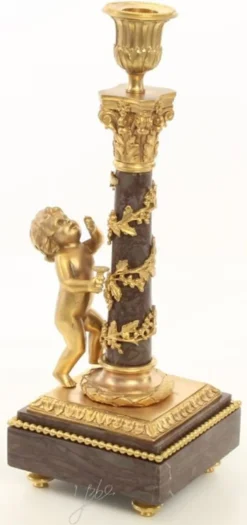 Casa Padrino Jugendstil Kerzenhalter Set Gold / Schwarz 11 x 12,4 x H. 31,5 cm - Barock & Jugendstil Deko