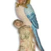 Casa Padrino Jugendstil Kerzenhalter Set Papageien Blau / Rosa / Mehrfarbig / Gold 15,3 x 15,9 x H. 36,3 cm - Porzellan Kerzenständer - Barock & Jugendstil Deko Accessoires