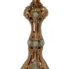 Casa Padrino Jugendstil Kerzenständer Messing / Grün 15,2 x 15,2 x H. 31,8 cm - Barock & Jugendstil Deko Accessoires