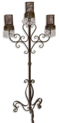 Casa Padrino Jugendstil Kerzenhalter in Braun 49 x 32 x H. 118 cm - Dekorativer Kerzenständer für Garten und Wohnraum