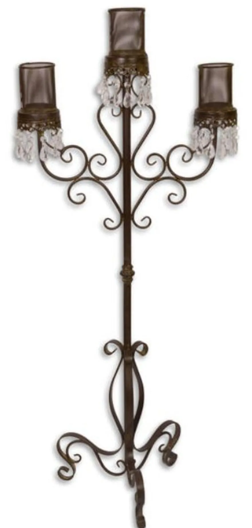 Casa Padrino Jugendstil Kerzenhalter in Braun 49 x 32 x H. 118 cm - Dekorativer Kerzenständer für Garten und Wohnraum
