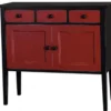 Casa Padrino Jugendstil Kommode 100 cm Schwarz / Rot - Massivholz Sideboard im Landhaus Stil