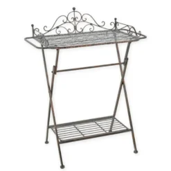 Casa Padrino Jugendstil Konsolentisch Braun 45,5 x 81 x H. 103,5 cm - Klappbarer Beistelltisch aus Eisen - Gartenmöbel im Jugendstil - Bad Möbel