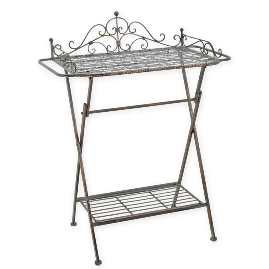Casa Padrino Jugendstil Konsolentisch Braun 45,5 x 81 x H. 103,5 cm - Klappbarer Beistelltisch aus Eisen - Gartenmöbel im Jugendstil - Bad Möbel