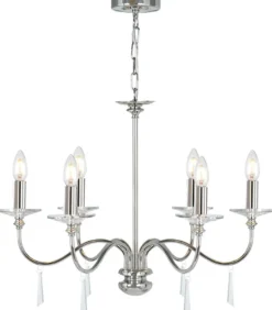 Casa Padrino Jugendstil Kristall Kronleuchter Silber Ø 71 x H. 51 cm - Runder Metall Kronleuchter - Barock & Jugendstil Wohnzimmer Kronleuchter - Barock & Jugendstil Leuchten