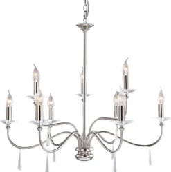 Casa Padrino Jugendstil Kristall Kronleuchter Silber Ø 82 x H. 75 cm - Runder Metall Kronleuchter - Barock & Jugendstil Wohnzimmer Kronleuchter - Barock & Jugendstil Leuchten
