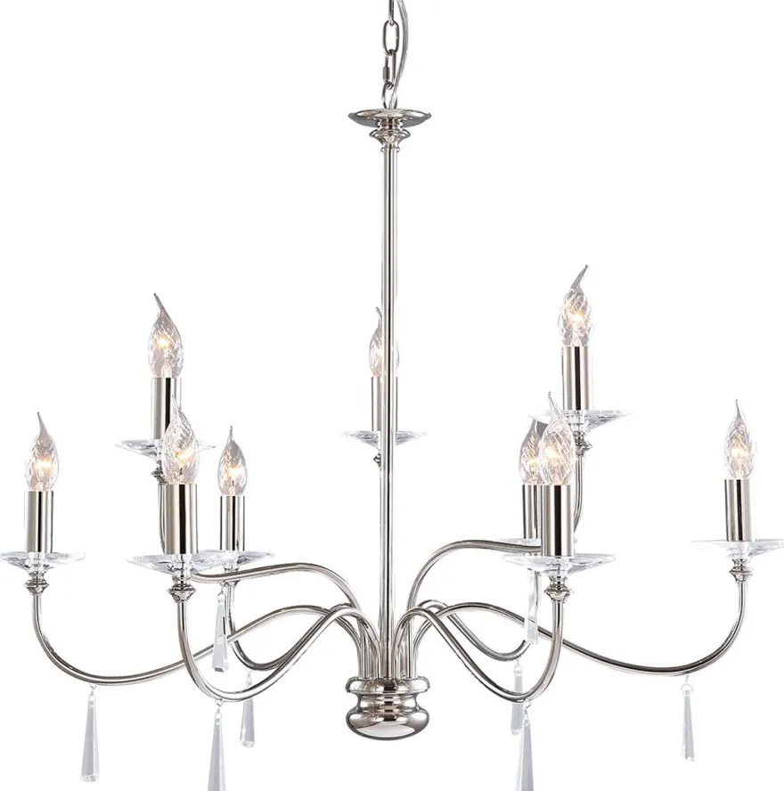 Casa Padrino Jugendstil Kristall Kronleuchter Silber Ø 82 x H. 75 cm - Runder Metall Kronleuchter - Barock & Jugendstil Wohnzimmer Kronleuchter - Barock & Jugendstil Leuchten