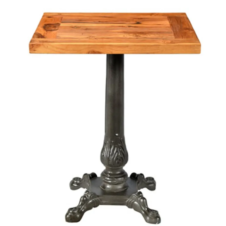 Casa Padrino Jugendstil Luxus Tisch / Beistelltisch Teak Holz / Eisen 60 x 60 x H74 cm - Cafe Restaurant Möbel