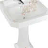 Casa Padrino Jugendstil Porzellan Waschbecken mit Sockel 56 x 47 x H. 90 cm mit floralem Muster - Luxus Kollektion