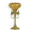 Casa Padrino Jugendstil Porzellan Schale mit Bronze Libellen Gelb / Gold 11,7 x 11,7 x H. 24,7 cm - Deko Pokal - Barock & Jugendstil Deko Accessoires