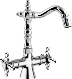 Casa Padrino Jugendstil Retro Waschtisch Armatur Silber H. 23,5 cm - Hochwertige Bidet-Einlochbatterie aus Messing