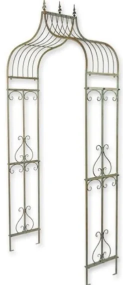 Casa Padrino Jugendstil Rosenbogen Antik Grün 117 x 40 x H. 242 cm - Metall Blumenbogen - Nostalgischer Pflanzenbogen - Barock & Jugendstil Garten Deko Accessoires