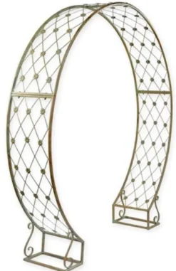 Casa Padrino Jugendstil Rosenbogen Antik Grün 220 x 43 x H. 201 cm - Runder Metall Blumenbogen - Nostalgischer Pflanzenbogen - Barock & Jugendstil Garten Deko Accessoires