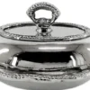 Casa Padrino Jugendstil Schale mit Deckel Silber 21 x 17 x H. 10 cm - Serviertablett mit Deckel - Restaurant Accessoires - Gastronomie Accessoires - Barock & Jugendstil Esszimmer Accessoires