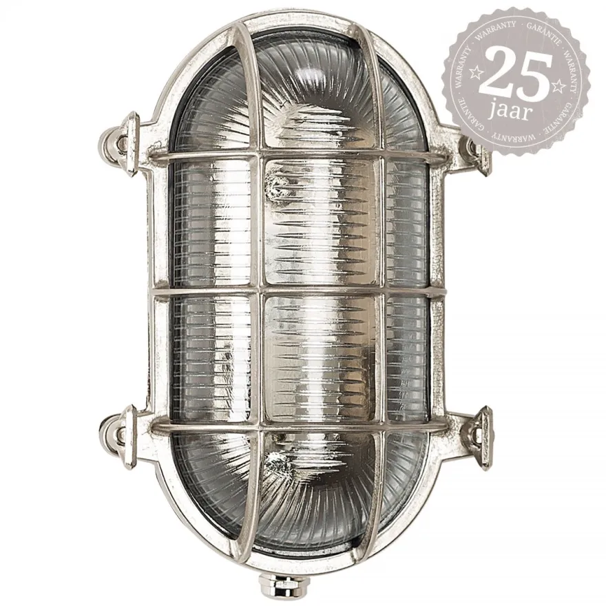 Casa Padrino Jugendstil Schiffslampe 17 x 12 x H. 25 cm - Nickel - Nostalgische Wetterfeste Außenleuchte