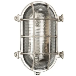 Casa Padrino Jugendstil Schiffslampe 17 x 12 x H. 25 cm - Nickel - Nostalgische Wetterfeste Außenleuchte