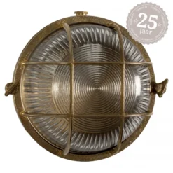 Casa Padrino Jugendstil Schiffslampe 19 x 11 x H. 19 cm - Messing - Nostalgische Wetterfeste Außenleuchte